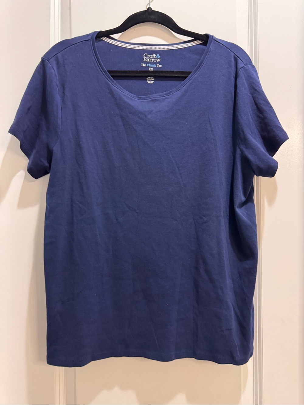 Croft & Barrow Navy Blue Classic Tee XXL Round Neck Short Sleeve 100% Cotton